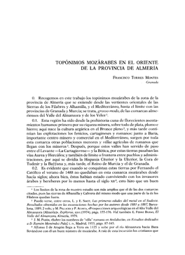 Pdf Topónimos Mozárabes En El Oriente De La Provincia De Almería