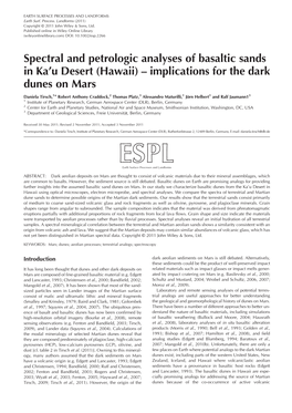 Hawaii) – Implications for the Dark Dunes on Mars