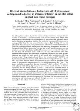 Oestrogen and Fadrozole, an Aromatase Inhibitor, on Sex Skin Colour in Intact Male Rhesus Macaques L