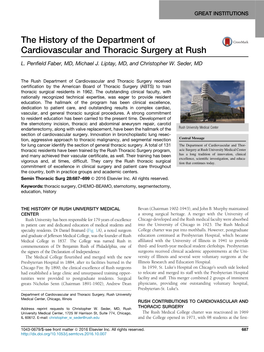 Great Institutionsthe History of the Department of Cardiovascular And