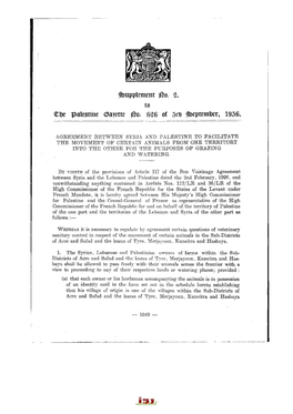 Supplement JI5O. % to Cije Palestine (Battit Bo. 626 of M September, 1936