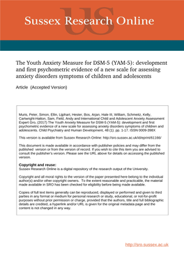 The Youth Anxiety Measure for DSM5