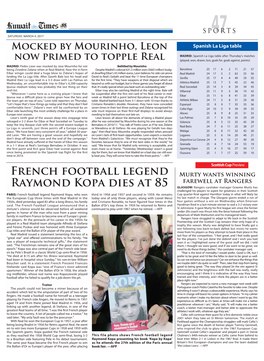 French Football Legend Raymond Kopa Dies at 85