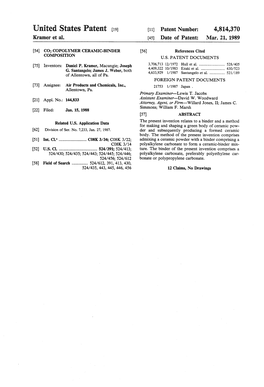 United States Patent (19) 11 Patent Number: 4,814,370 Kramer Et Al