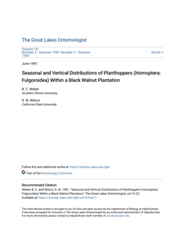 Seasonal and Vertical Distributions of Planthoppers (Homoptera: Fulgoroidea) Within a Black Walnut Plantation