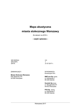 Mapa Akustyczna Miasta Stołecznego Warszawy