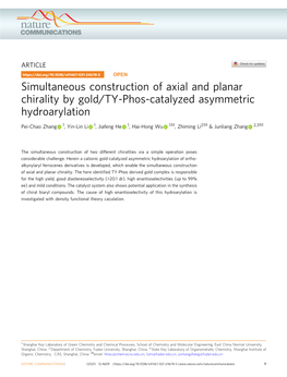 Simultaneous Construction of Axial and Planar Chirality by Gold/TY