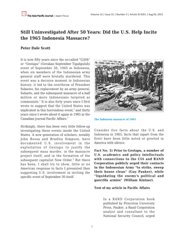 Did the US Help Incite the 1965 Indonesia Massacre?
