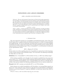 INSTANTONS and L-SPACE SURGERIES 1. Introduction The