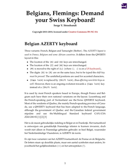 Belgians, Flemings: Demand Your Swiss Keyboard! Serge Y