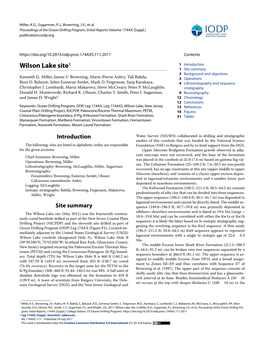 Wilson Lake Site1 1 Introduction 1 Site Summary 2 Background and Objectives Kenneth G