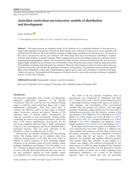 Australian Corticolous Myxomycetes: Models of Distribution and Development
