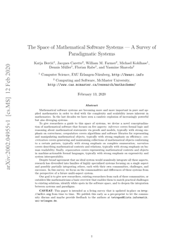 The Space of Mathematical Software Systems--A Survey of Paradigmatic