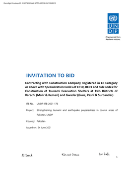 Invitation to Bid (ITB) for the Above-Referenced Subject