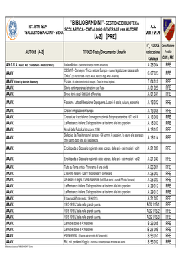 Catalogo Generale X Autore (AZ)