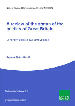NECR272 Edition 1 a Review of the Status of the Beetles of Great Britain