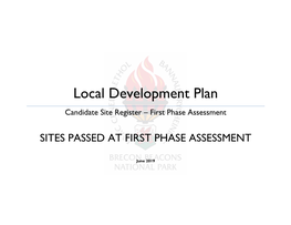 Candidate Site First Phase Register – Passed