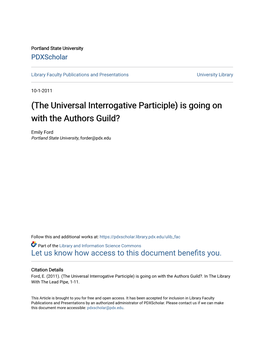 (The Universal Interrogative Participle) Is Going on with the Authors Guild?