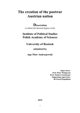 The Creation of the Postwar Austrian Nation Dissertation