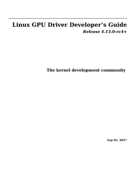 Linux GPU Driver Developer's Guide