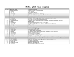 RCAA - 2019 Final Selection Sr