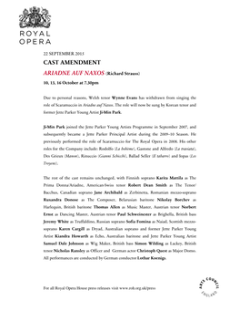 Cast Amendment Ariadne Auf Naxos