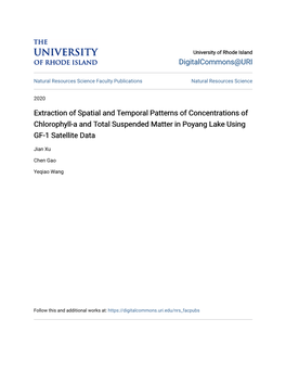 Extraction of Spatial and Temporal Patterns of Concentrations of Chlorophyll-A and Total Suspended Matter in Poyang Lake Using GF-1 Satellite Data