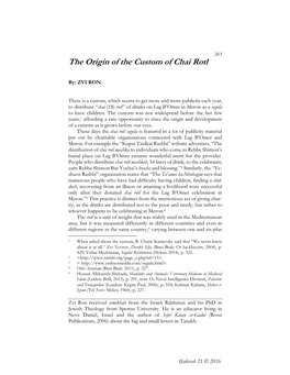 The Origin of the Custom of Chai Rotl