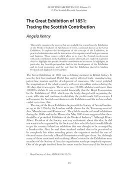 The Great Exhibition of 1851: Tracing the Scottish Contribution