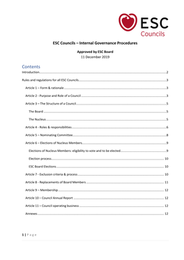 ESC Councils' Internal Governance Procedures