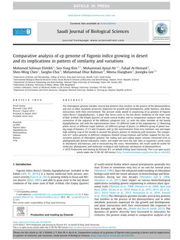 Comparative Analysis of Cp Genome of Fagonia Indica Growing in Desert