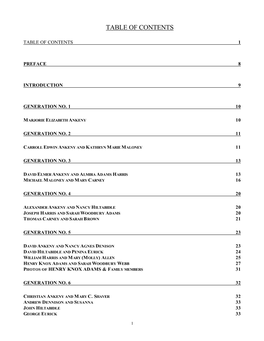 Table of Contents