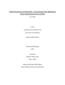 A Case Study of the Willapa Bay Oyster Bed Spraying Permit of 2015