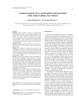 Gradient Analysis of Reversed Treelines and Grasslands of the Valles Caldera - 43