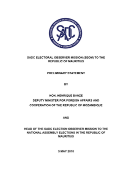 SEAC-Republic of Mauritius Preliminary Statement