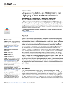 Ultraconserved Elements (Uces) Resolve the Phylogeny of Australasian Smurf-Weevils