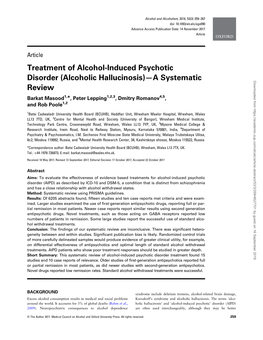 Alcoholic Hallucinosis