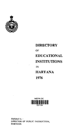 Directory Educational Institutions Haryana 1976