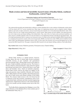 Bank Erosion and Lateral Instability Hazard Status of Kodku Khola, Southeast Kathmandu, Central Nepal