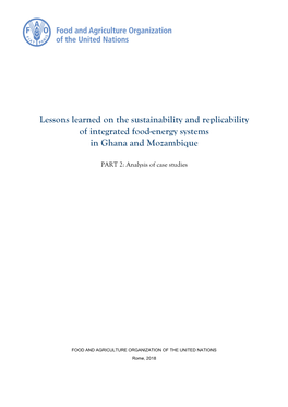 Lessons Learned on the Sustainability and Replicability of Integrated Food-Energy Systems in Ghana and Mozambique