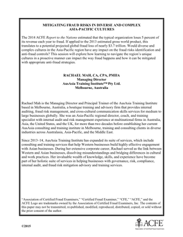 Mitigating Fraud Risks in Diverse and Complex Asia-Pacific Cultures