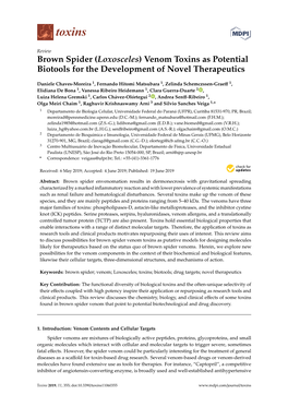 Loxosceles) Venom Toxins As Potential Biotools for the Development of Novel Therapeutics