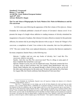 Greenwood 1 Jonathan E. Greenwood History, 1 Year Phd AS.100.786