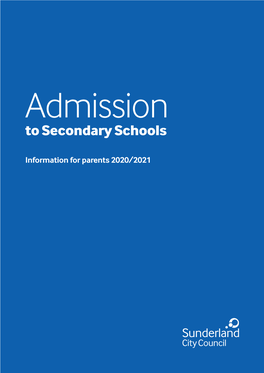 Cs10281 Admissions to Secondary Cover.Qxp