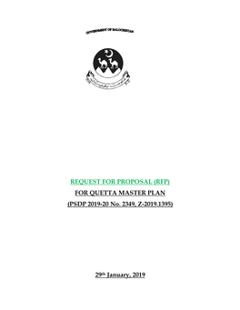 (RFP) for QUETTA MASTER PLAN (PSDP 2019-20 No