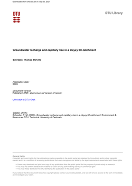 Groundwater Recharge and Capillary Rise in a Clayey Till Catchment