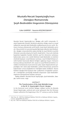 Mustafa Necati Sepetçioğlu'nun Darağacı Romanında Şeyh Bedreddin İmgesinin Dönüşümü