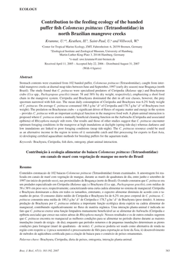 Contribution to the Feeding Ecology of the Banded Puffer Fish Colomesus Psittacus