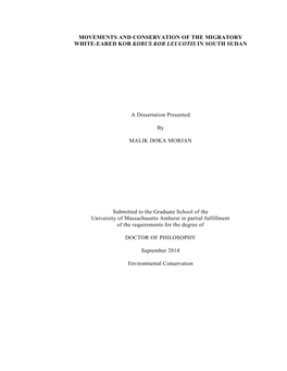 Movements and Conservation of the Migratory White-Eared Kob Kobus Kob Leucotis in South Sudan