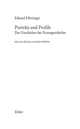 Porträts Und Profile Zur Geschichte Der Kunstgeschichte